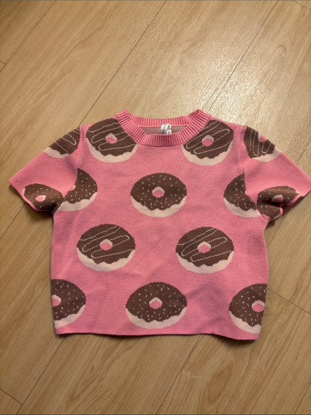 Womans Pink Donut Print Short Sleeve Top dreamers by debut